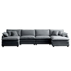 6-Piece Oversized Corduroy U-Shaped Modular Sectional Sofa with Ottomans