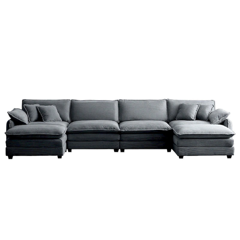 6-Piece Oversized Corduroy U-Shaped Modular Sectional Sofa with Ottomans