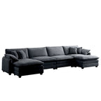6-Piece Oversized Corduroy U-Shaped Modular Sectional Sofa with Ottomans