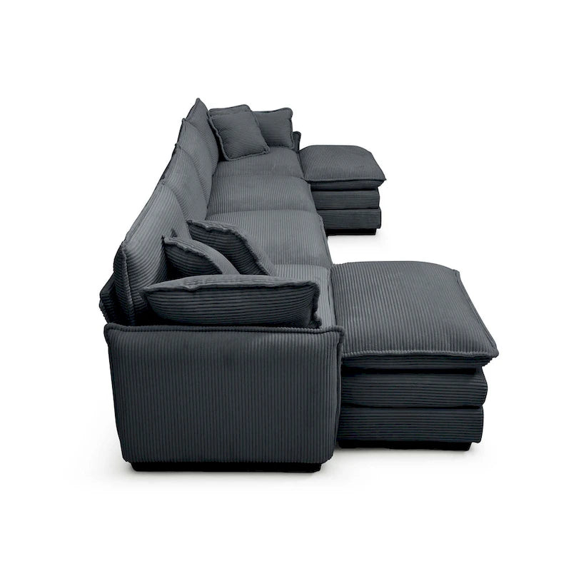 6-Piece Oversized Corduroy U-Shaped Modular Sectional Sofa with Ottomans