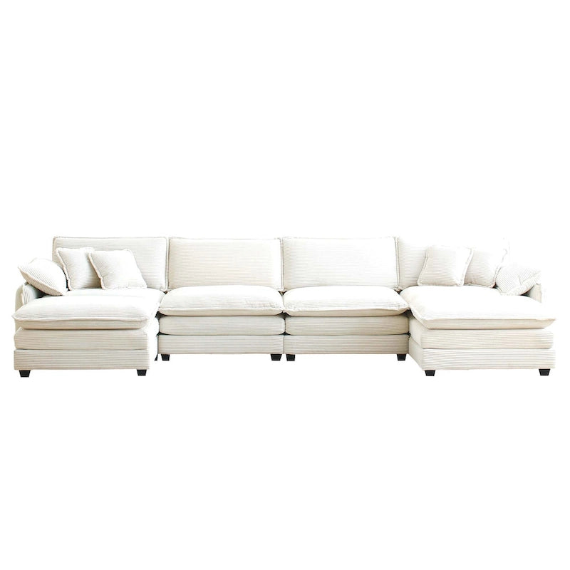 6-Piece Oversized Corduroy U-Shaped Modular Sectional Sofa with Ottomans