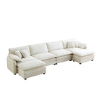 6-Piece Oversized Corduroy U-Shaped Modular Sectional Sofa with Ottomans