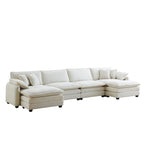 6-Piece Oversized Corduroy U-Shaped Modular Sectional Sofa with Ottomans