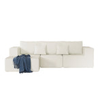 108.3 Corduroy L-Shaped Modular Cloud Sofa with Chaise Lounge