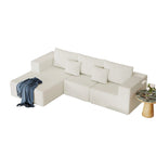 108.3 Corduroy L-Shaped Modular Cloud Sofa with Chaise Lounge