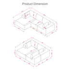 108.3 Corduroy L-Shaped Modular Cloud Sofa with Chaise Lounge
