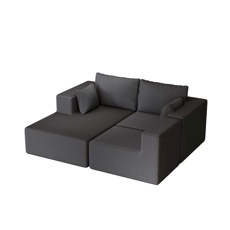 108.3 Corduroy L-Shaped Modular Cloud Sofa with Chaise Lounge