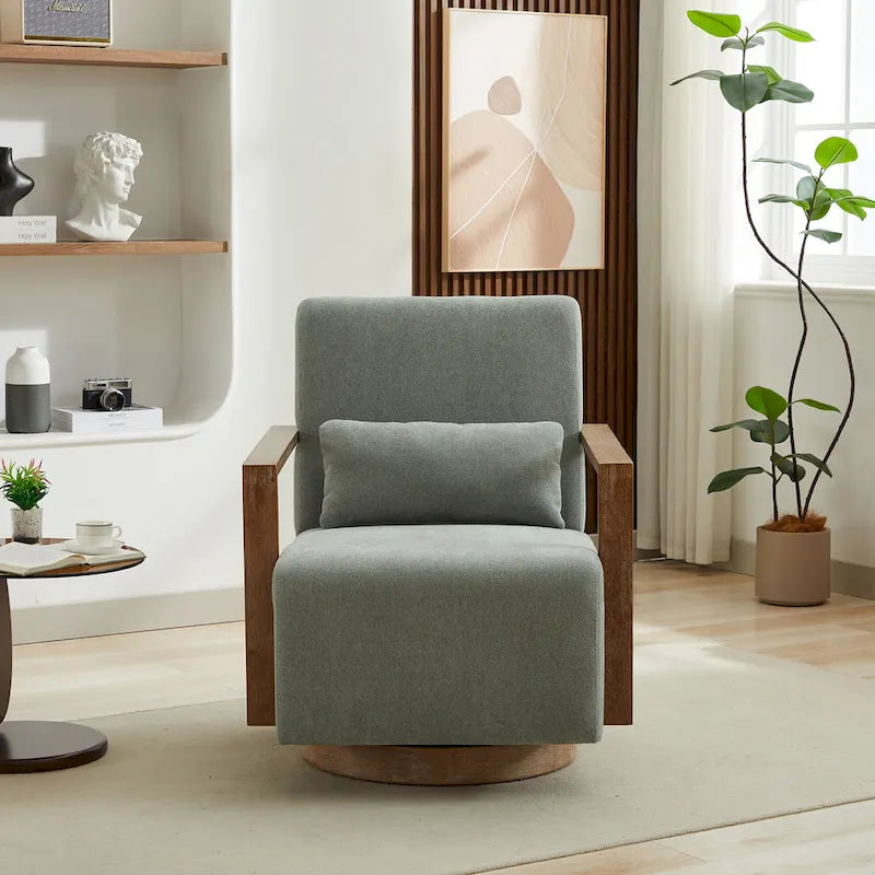 30.31 Linen Blend Upholstered Swivel Accent Chair