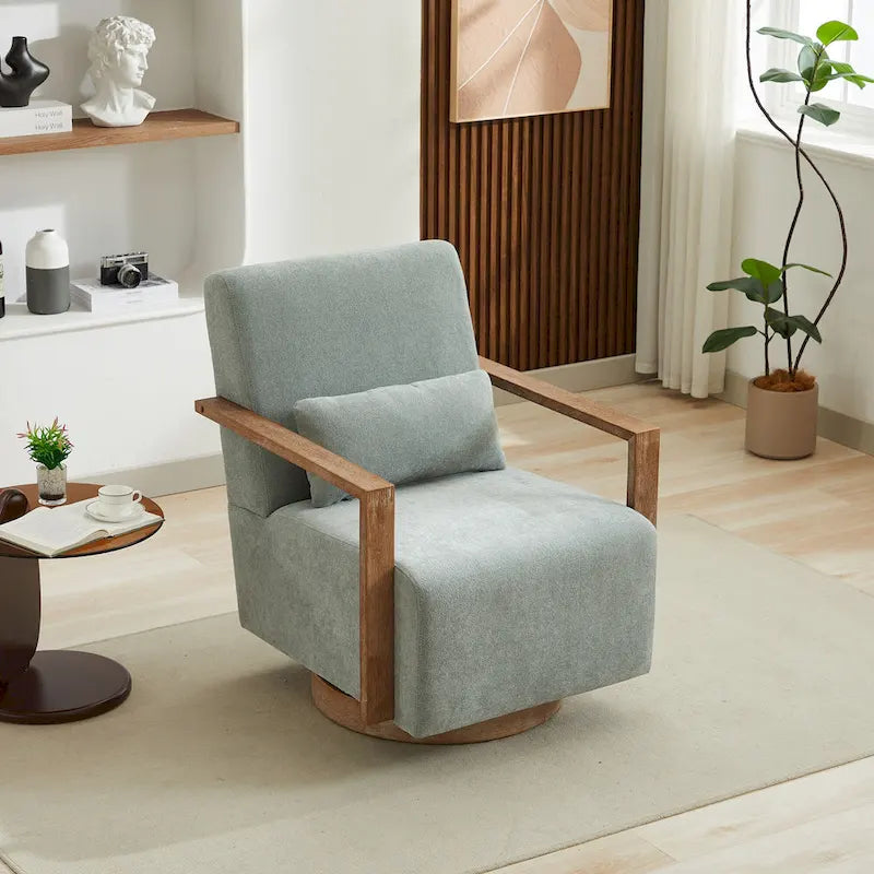 30.31 Linen Blend Upholstered Swivel Accent Chair