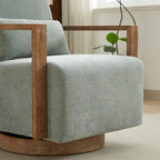 30.31 Linen Blend Upholstered Swivel Accent Chair