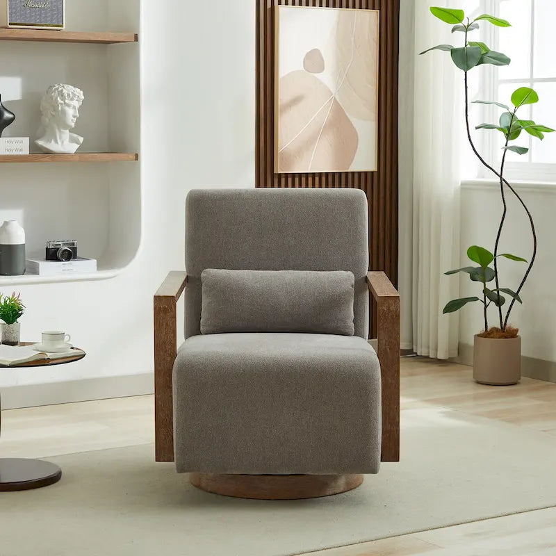 30.31 Linen Blend Upholstered Swivel Accent Chair