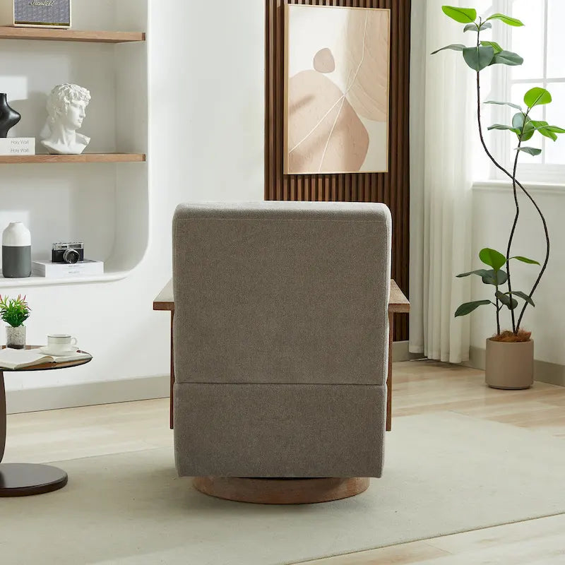 30.31 Linen Blend Upholstered Swivel Accent Chair