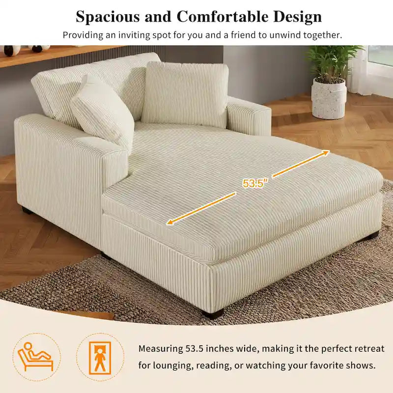 Beige 53.5 Chaise Lounge Chair