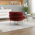 Wine Red Modern 29.13 Upholstered Barrel Chair with Ottoman and Sturdy Metal Frame