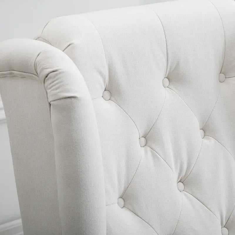 Cream White 29.3 High Back Tufted Accent Chair