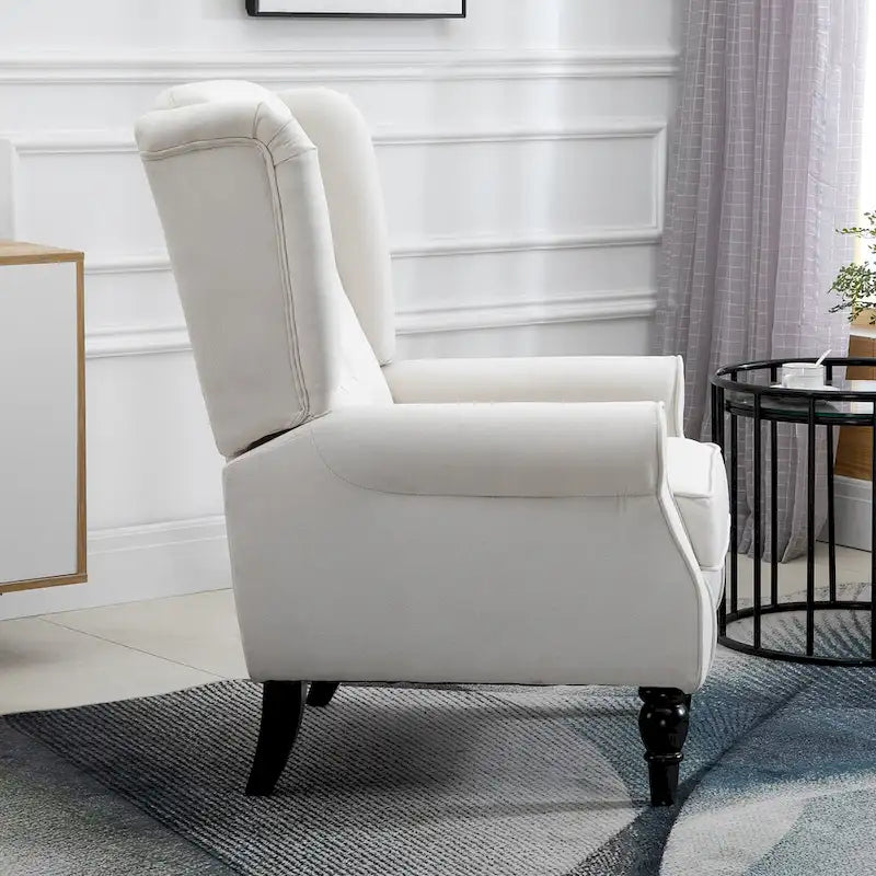 Cream White 29.3 High Back Tufted Accent Chair