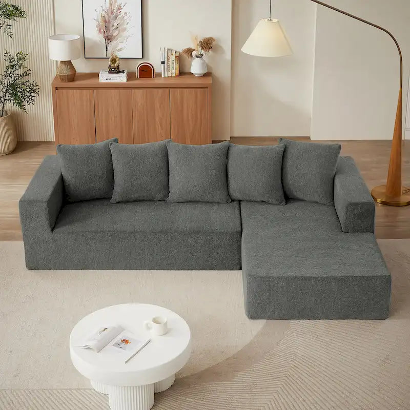 105.2 Cloud Chenille Right L-Shaped Modular Sectional Sofa, 2-Piece Free Combination