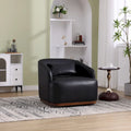Black PU 31.5 Swivel Barrel Chair with Metal Base
