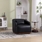 Black PU 31.5 Swivel Barrel Chair with Metal Base