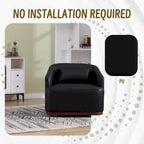 Black PU 31.5 Swivel Barrel Chair with Metal Base
