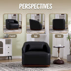 Black PU 31.5 Swivel Barrel Chair with Metal Base