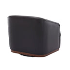 Black PU 31.5 Swivel Barrel Chair with Metal Base