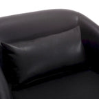 Black PU 31.5 Swivel Barrel Chair with Metal Base