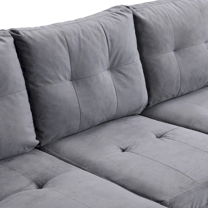 Grey 97.8 Modern 4-Seat Sofa Set with Storage Chaise