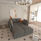 Grey 123 U-Shaped Modular 4-Seat Sectional Sofa with Storage Ottomans