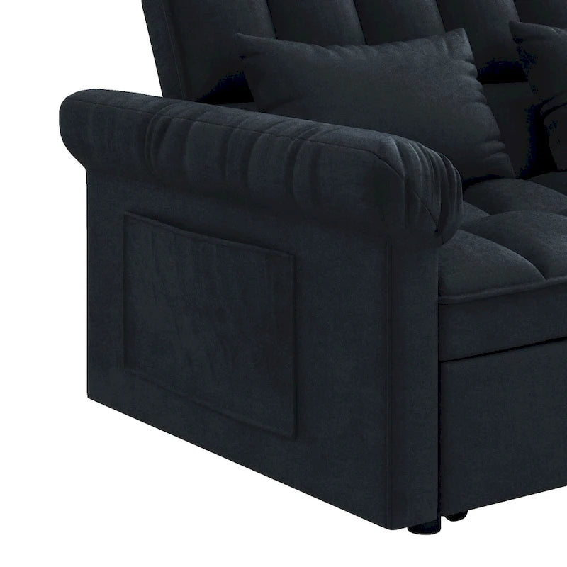 56 Foam 2-Seater Sofa Bed with Pull-Out Sleeper and Adjustable Backrest