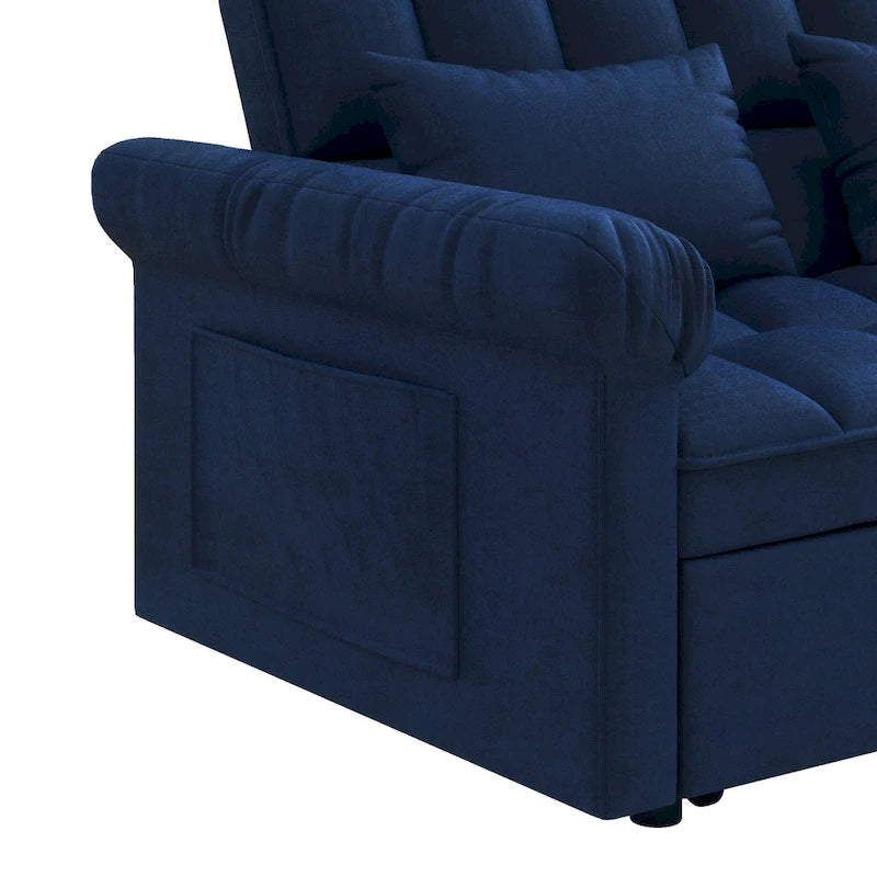 56 Foam 2-Seater Sofa Bed with Pull-Out Sleeper and Adjustable Backrest