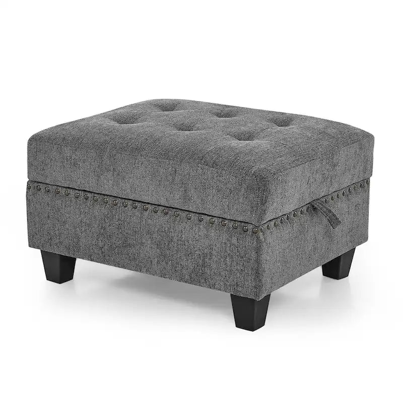 Grey 116 U-Shaped 6-Seat Modular Sectional Sofa with Four Individual Chairs and Two Corner Pieces, Includes Storage Options