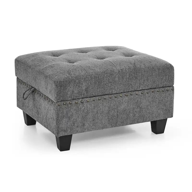 Grey 116 U-Shaped 6-Seat Modular Sectional Sofa with Four Individual Chairs and Two Corner Pieces, Includes Storage Options