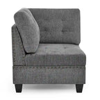 Grey 116 U-Shaped 6-Seat Modular Sectional Sofa with Four Individual Chairs and Two Corner Pieces, Includes Storage Options