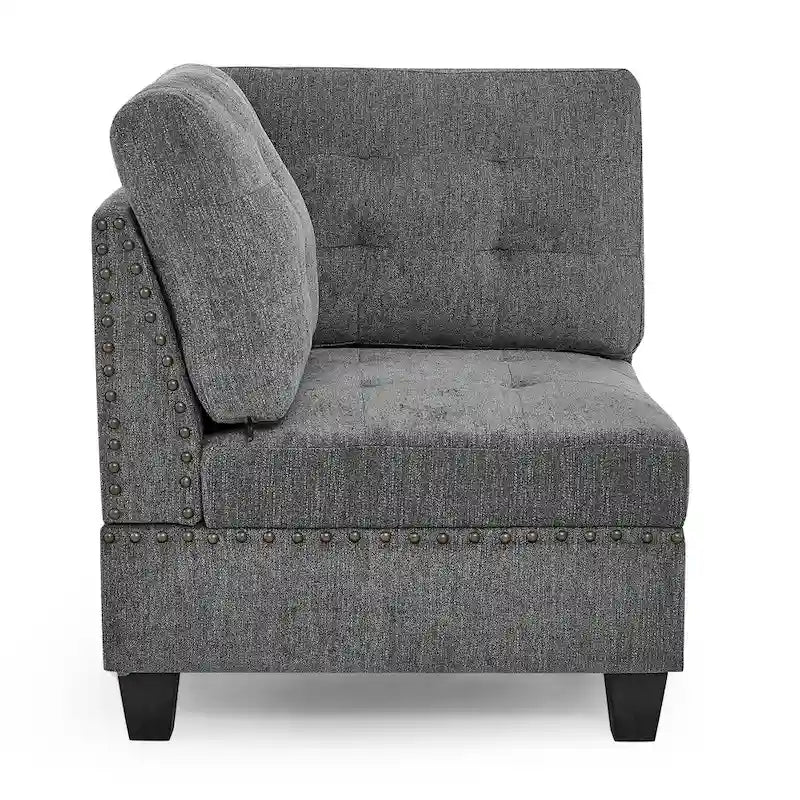 Grey 116 U-Shaped 6-Seat Modular Sectional Sofa with Four Individual Chairs and Two Corner Pieces, Includes Storage Options