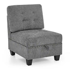 Grey 116 U-Shaped 6-Seat Modular Sectional Sofa with Four Individual Chairs and Two Corner Pieces, Includes Storage Options