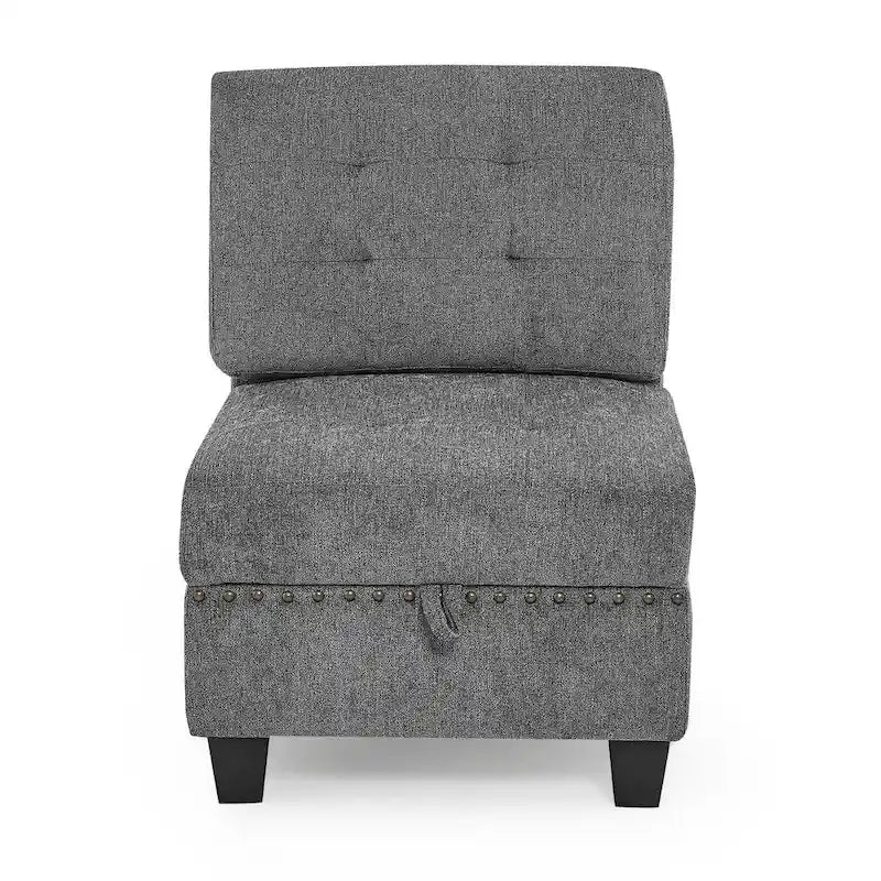 Grey 116 U-Shaped 6-Seat Modular Sectional Sofa with Four Individual Chairs and Two Corner Pieces, Includes Storage Options