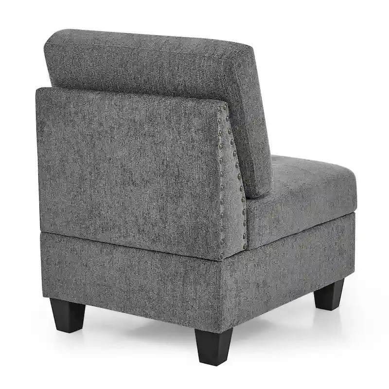 Grey 116 U-Shaped 6-Seat Modular Sectional Sofa with Four Individual Chairs and Two Corner Pieces, Includes Storage Options