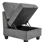 Grey 116 U-Shaped 6-Seat Modular Sectional Sofa with Four Individual Chairs and Two Corner Pieces, Includes Storage Options