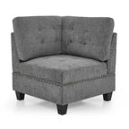 Grey 116 U-Shaped 6-Seat Modular Sectional Sofa with Four Individual Chairs and Two Corner Pieces, Includes Storage Options