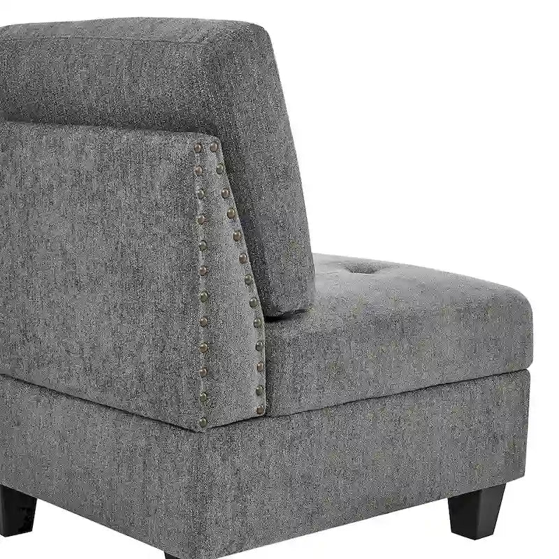 Grey 116 U-Shaped 6-Seat Modular Sectional Sofa with Four Individual Chairs and Two Corner Pieces, Includes Storage Options