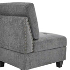 Grey 116 U-Shaped 6-Seat Modular Sectional Sofa with Four Individual Chairs and Two Corner Pieces, Includes Storage Options