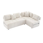 91.73 L-Shaped 4 Seater Sectional Sofa with 2 Hidden Stools, 2 Removable Lumbar Pillows, and Durable Chenille Upholstery