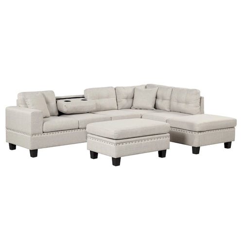 105 L-Shaped 7-Seater Modern Sofa with Storage Ottoman