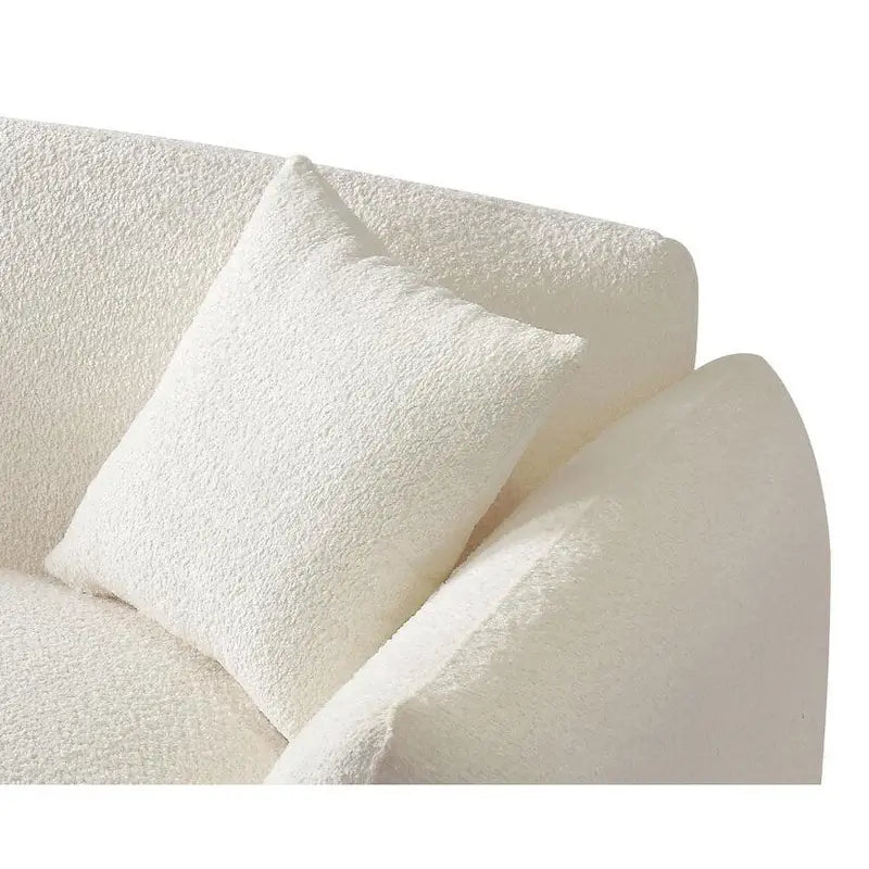 Mid Century Modern 102.36 Boucle Upholstered 3-seater Sofa with Pillows for Livingroom