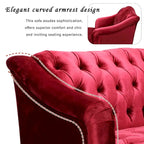 Wine Red Modern 73.25 Button Tufted 3-seater Sofa with Birch Wood Legs for Living Room