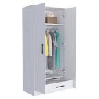 19.7 Modern Double-door Armoire with Two Shelves and One Drawer for Bedroom