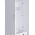19.7 Modern Double-door Armoire with Two Shelves and One Drawer for Bedroom