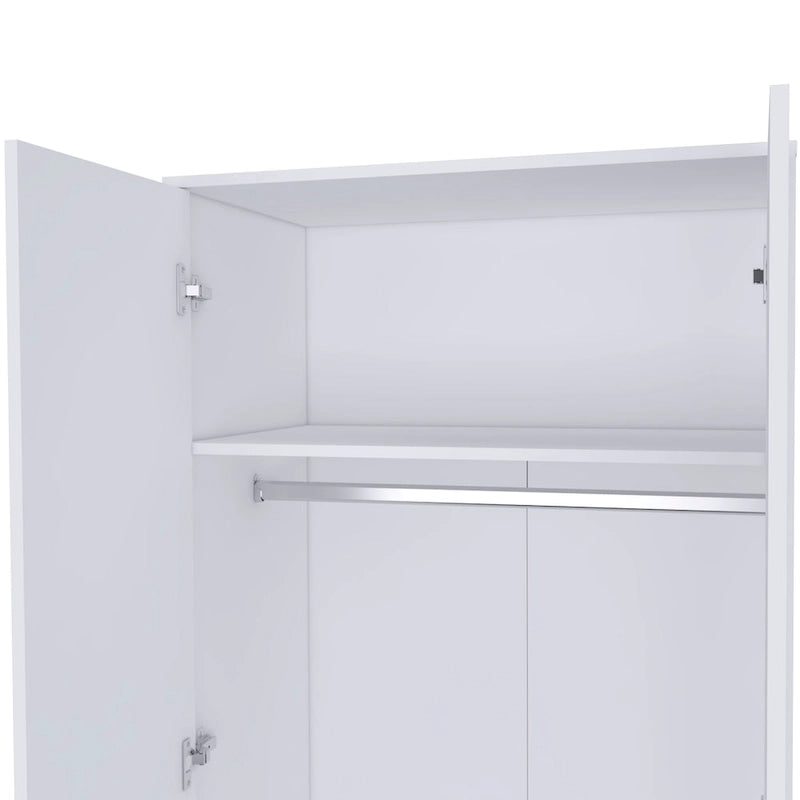 19.7 Modern Double-door Armoire with Two Shelves and One Drawer for Bedroom