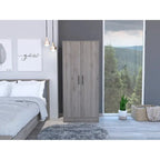 19.7 Modern Double-door Armoire with Two Shelves and One Drawer for Bedroom